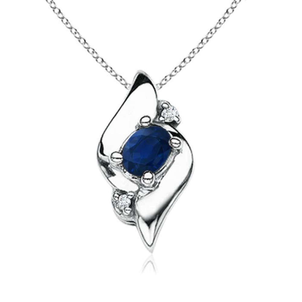 ⭐️ NEW Dainty Silver Pendant with Oval Blue Sapphire